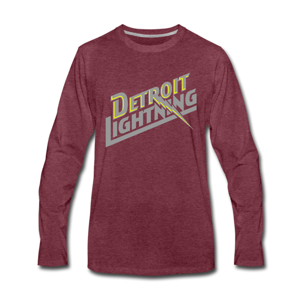 Detroit Lightning Long Sleeve T-Shirt - heather burgundy